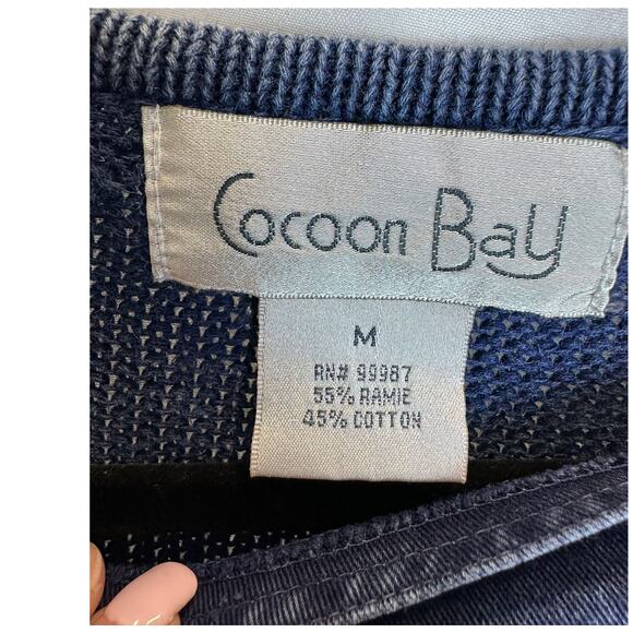 Vintage Cocoon Bay Jean Sweater Women's Medium Blue Denim Pockets Boho Western - Picture 5 of 5